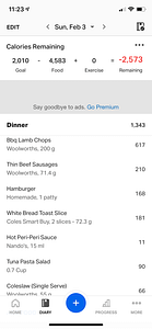 MyFitnessPal calorie count